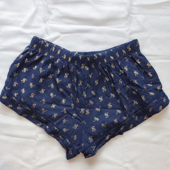 Victoria's Secret short pyjama pants navy blue with gold VS logos women's size S - Picture 2 of 4
